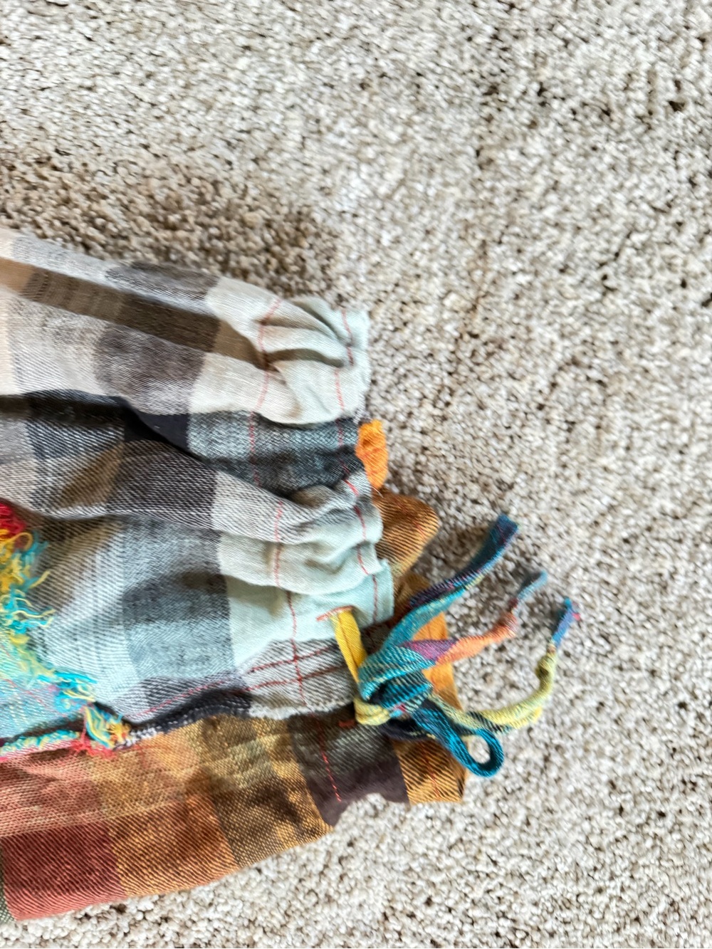 Oli & Hali Multicolor Plaid Wide-Leg Patchwork Pants - Picture 5 of 8